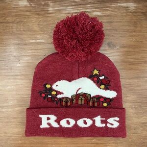 Roots Red Pom-Pom Beanie